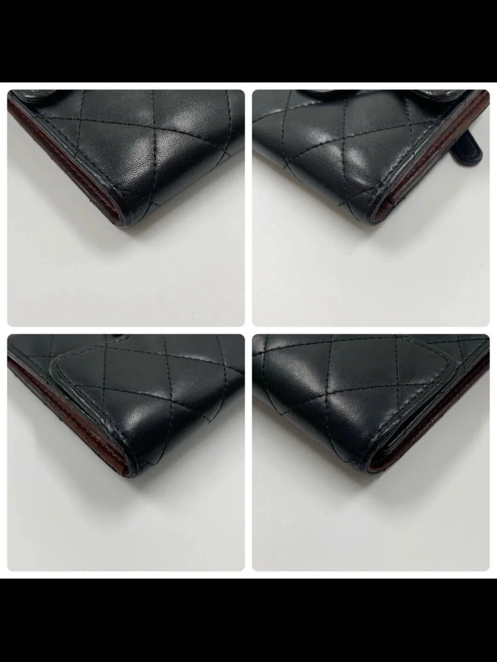 CHANEL Black Quilted Leather Compact Wallet with Silver CC Logo